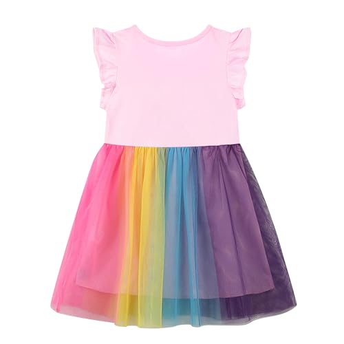 HILEELANG Little Girl Short Sleeve Dress Easter Cotton Casual Applique Tunic Shirt Dresses3