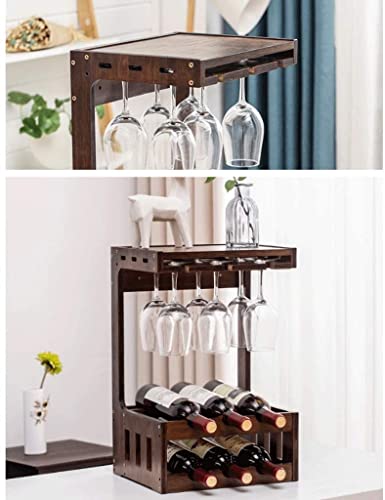 Soporte para botellas de vino montado en pared de bambú miniatura 6