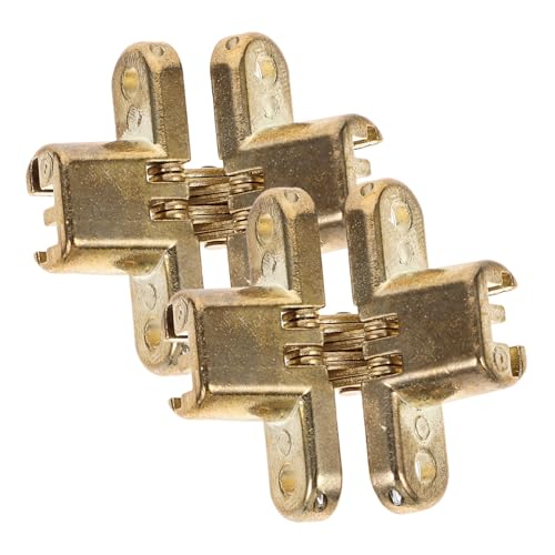Gadpiparty 2 piezas Bisagra Oculta de Aleación de Zinc Resistente y Silenciosa Bisagra Cruz Invisible para Puerta y Mesa sin Tornillos Unidades