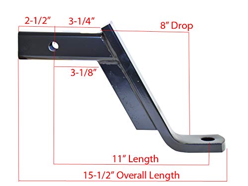 Class III, IV Hitch Ball Mount - (UB-811-B) - Made in U.S.A. Fits 2-in Receiver, 6,000 lbs, 8-Inch Drop, Black