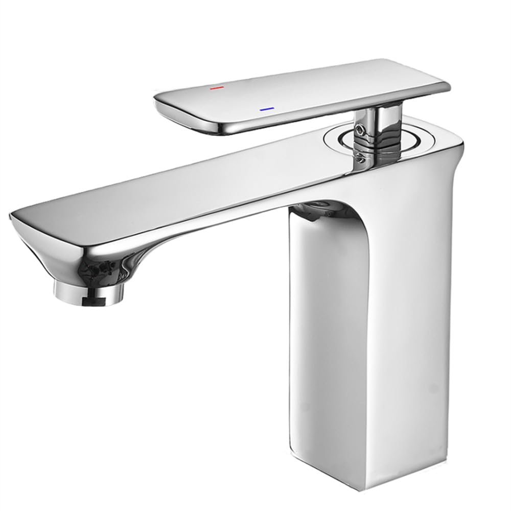 Robinet de lavabo chrome anti-fuite avec mitigeur de salle de bains chaud et froid