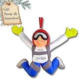 Personalized Male Skydiving Ornament 2025 – Custom Name and Year Parachuting Keepsake – Adventure Christmas Tree Decoration, Unique Gift for Skydivers, Pilots, and Men Who Love Extreme Sports