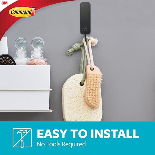 Command Bath Medium Hook, Matte Black - 1 Hook and 2 Water-Resistant Strips - Adhesive Strips for Damage Free Hanging - Image 2