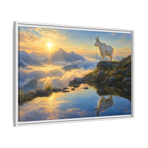 Toile chèvre de montagne pour salon chaleureux au-dessus du canapé