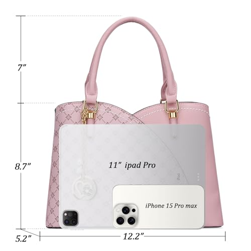 Image of KKXIU Triple Compartments Purses and Handbags for Women Fashion Ladies Satchel Shoulder Top Handle Bag