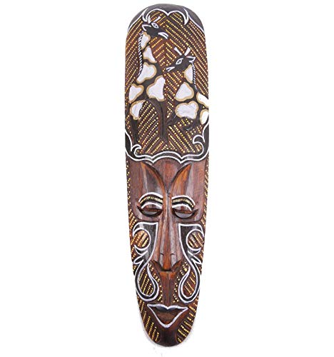 Maschera africana in legno, 50 cm, motivo giraffa.