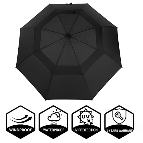 Siepasa Golf Umbrella Large 62/68/72 Inch Automatic Open Golf Umbrella Extra Large Oversize Double Canopy Vented Umbrella Windproof Waterproof For Men And Women.(Black, 62") #TOP6