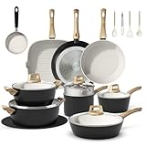 Bazova 25-Piece Pots and Pans Set Non Stick,Titanium Ceramic Cookware Set Non Toxic,Long-Lasting,PFAS Free,Induction Compatible,Complete Kitchen Set for All Cooking Needs