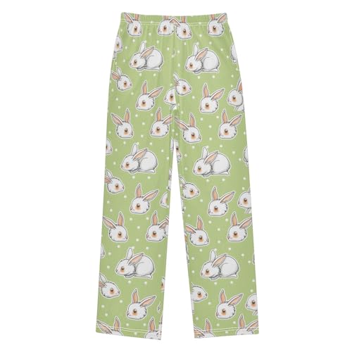 Pajama Pants Cute Rabbits Dots PJ Bottoms Sleepwear Lounge Sleep Pant with Pockets