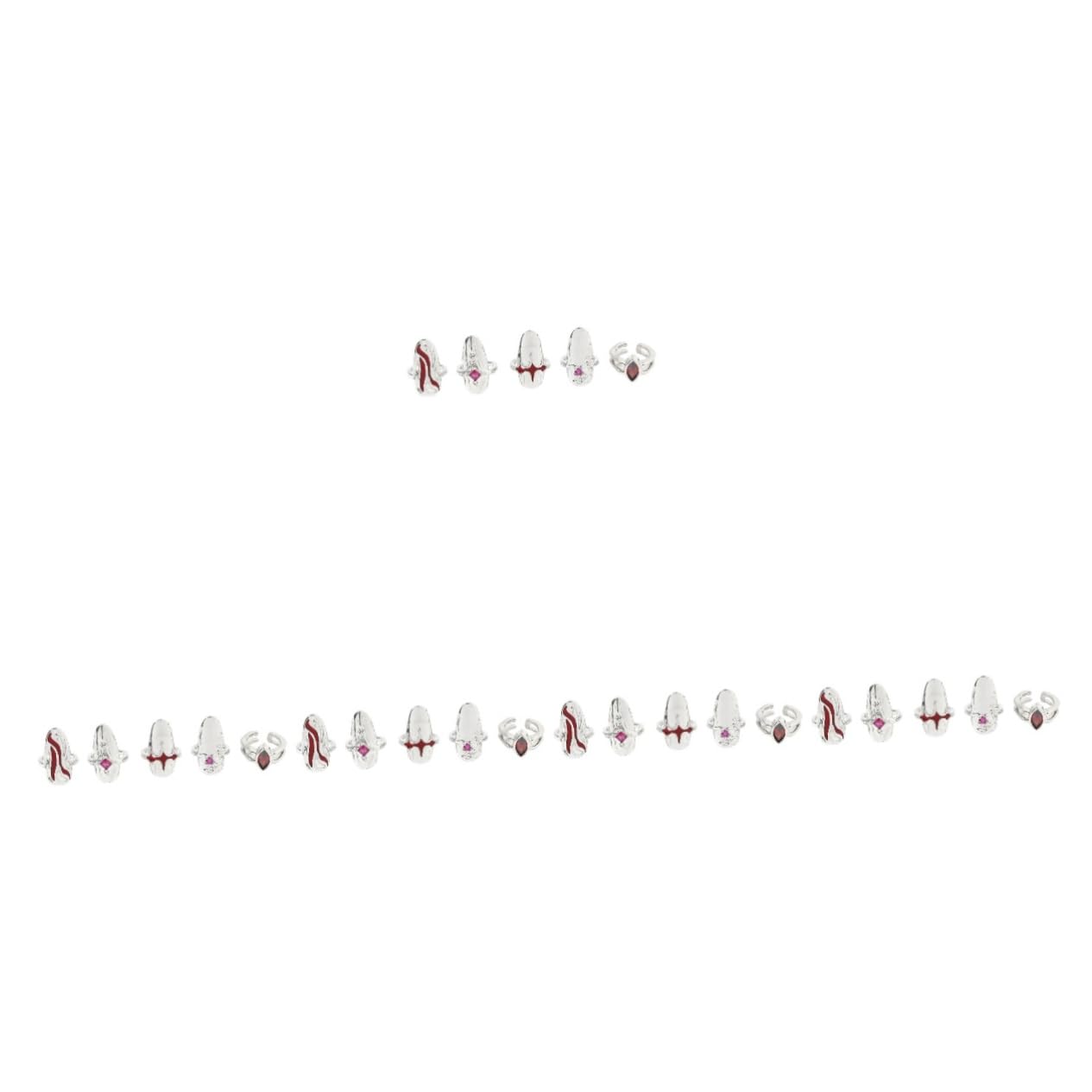 5 Set Di Anelli Per Unghie Rossi, Gioielli Per Unghie, Anelli Per La Punta Delle Dita, Per La Punta Delle Dita, Gioielli Per ie, Per , Decorazioni Per