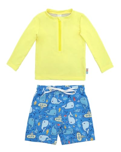 Image of ALVABABY Long Sleeve Rashguards, Baby /Toddler Boys' Rash Guard Sets,Boy Swimsuit UPF 50+Two Piece Bathing Suit