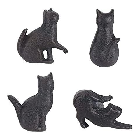 Mochiglory Set of 4 Cat Shape Iron Drawer Pulls Knobs for Cabinet Wardrobe Cupboard Cover