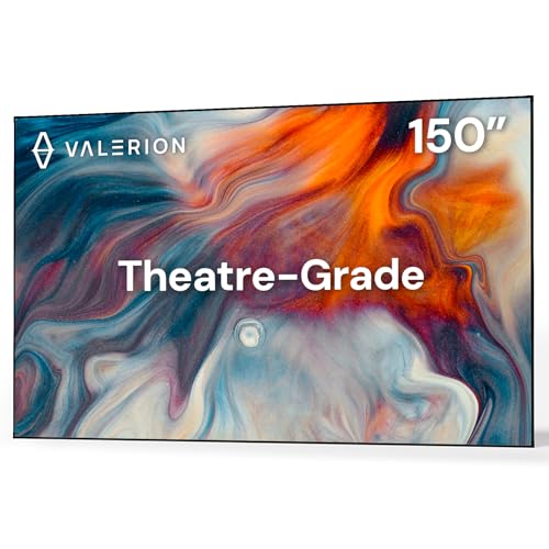 Valerion 150-inch Fixed Frame Projector Screen 1.3 dB Gain 80% PQE 4K/8K Ultra HD 3D Wall Mount Projector Screen Works with Long Throw Short Throw & Ultra Short Throw Projectors