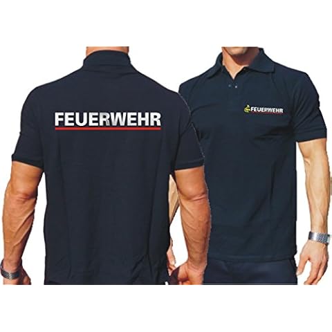 Polo Shirt Navy, BaWü Staufer Lion After VWV with Print on Back Fire Service (Silver/Red), navy, XXXL Cover
