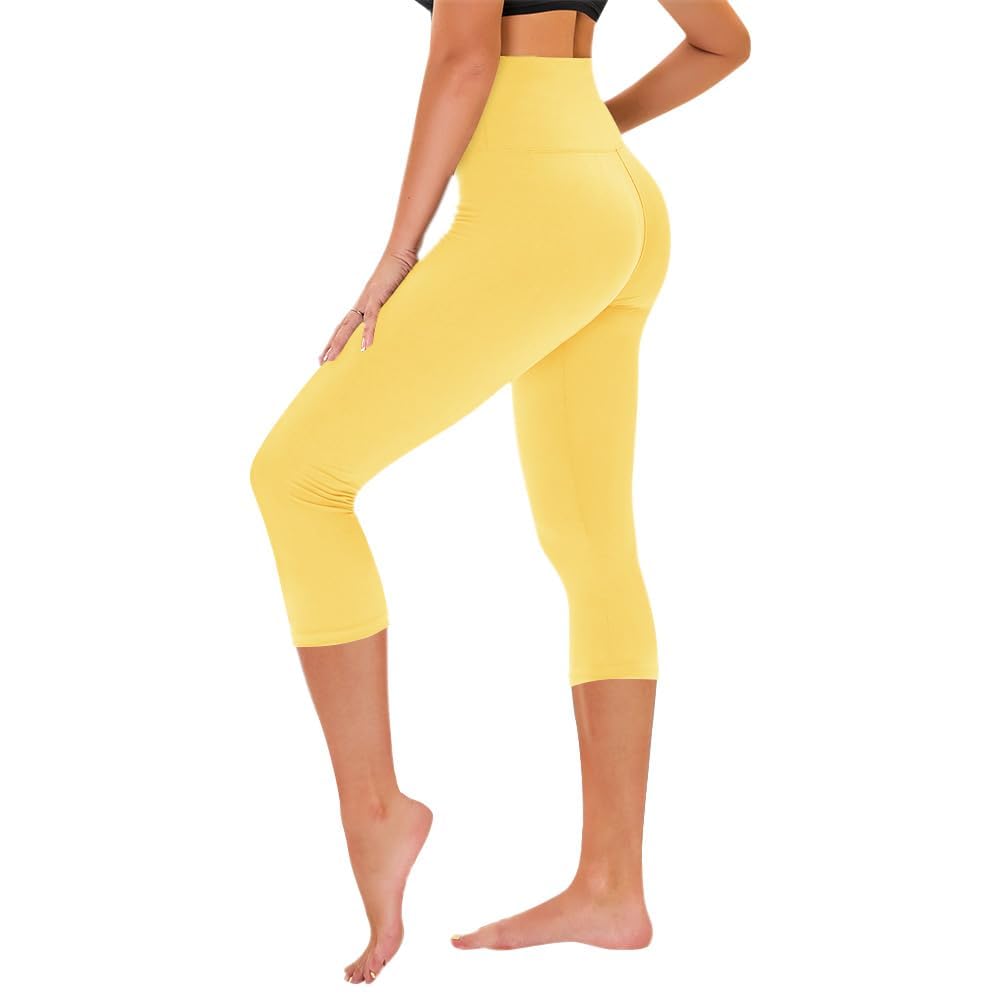 TNNZEET Capri Leggings for Women - Tummy Control High Waisted Soft Yoga Pants for Gym Workout