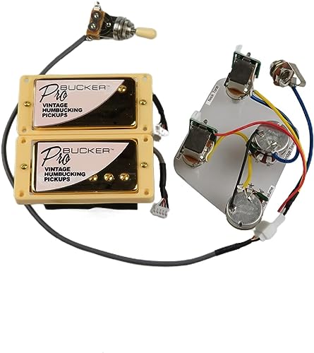 ハムバッカーピックアップ、アルニコ 5 プロバッカープッシュ/プル配線ハーネスダブルコイルエレキギターピックアップ、エピフォンギターハムバッカーピックアップ用 (ゴールデンBKフレーム) (ゴールデンイーフレーム)