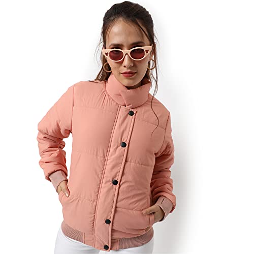 Image of PINACOLADA Women's Puffer Regular Fit Bomber Jacket For Winter Wear | Standing Collar | Full Sleeve | Zipper | Casual Jacket For Woman & Girl | Western Stylish Jacket For Women
