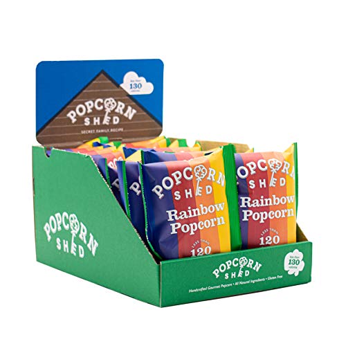 Regenbogen Popcorn - Rainbow Popcorn Snack Pack, 24 g, 16 Stück, mehrfarbige Vanille Karamell Popcorn, glutenfreie & natürliche, kinderfreundliches farbiges Popcorn… Cover