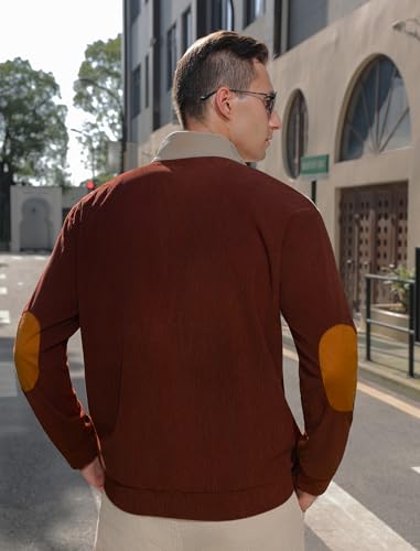 APTRO Men's Corduroy Sweatshirt Long Sleeve Pullover Sweaters with Kangaroo Pocket, Soft Mock Neck, 1/4 Button Casual Top3