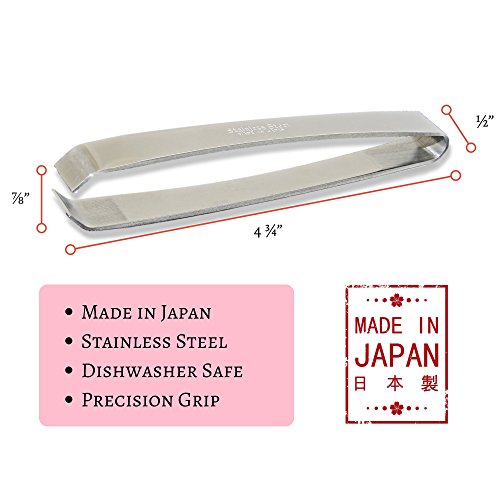 Kwizing Made In Japan Fish Bone Tweezers (2-Pack) - Non-Slip, Precision Grip - Debone Salmon, Bass, Catfish - Stainless Steel Handmade Japanese Craftsmanship (4 3/4") #TOP1