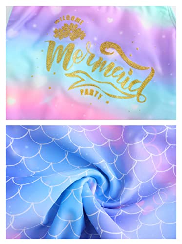 Image of Girls One Piece Bathing Suit Mermaid Printed Beach Swimwear