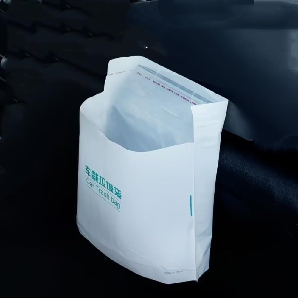 WDJRUIRUI 100 Pcs Car Trash Bags for Cupra Leon Sportstourer KL I 2020-2024, Adhesive Leakproof PE Material Thick Durable Backseat Disposable Rubbish Garbage Storage Bag