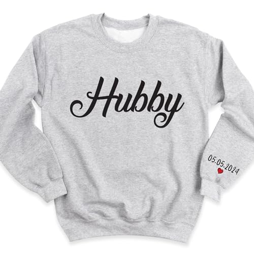 Personalized Wifey Hubby Sweatshirt, Wedding Gift T-Shirt, New Wife Hubs Sweatshirt, Newlywed Honeymoon Present Tees, Custom Mrs Shirt With Wedding Date, Custom Wifey Sweatshirt With Anniversary Date4