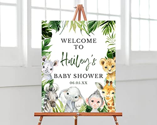 Greenery Safari Jungle Baby Shower Welcome Sign, Wild One Baby Shower Yard Sign, Greenery Safari Animals Baby Shower Decor