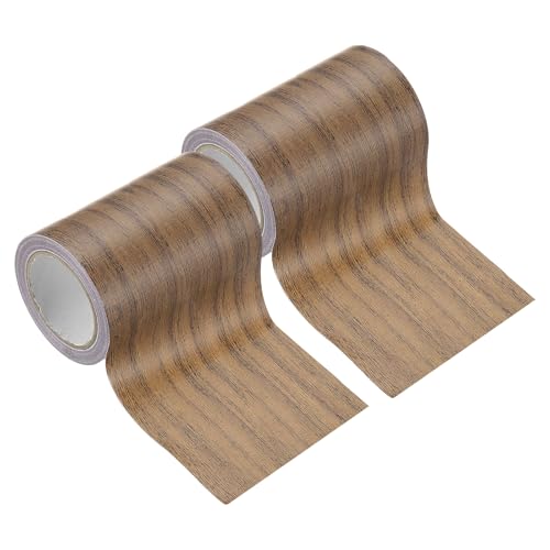 Image of PATIKIL Wood Grain Tape 3.1 inch x 15 Ft, 2 Pcs Self-Adhesive Wood Texture Repair Tape Realistic Wood Effect Contact Paper Patch for Furniture Cabinets Floor Walls Home, Dark Brown Oak