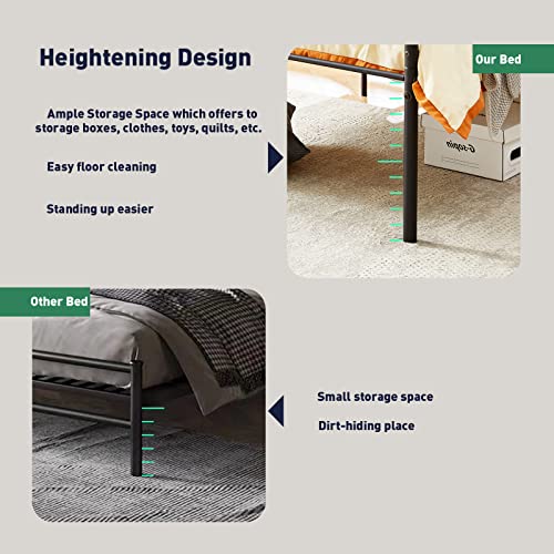 FetiNes Bettgestell Gästebett Metallbett | Modern Einzelbett Jugendbett Bettrahmen mit Lattenrost für Schlafzimmer Gästezimmer | 90x190 cm | Schwarz
