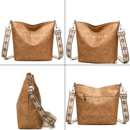 Women's PVC Tote Bag Guitar Strap Crossbody Shoulder Bag Large Work College Daily Kraft Paper Handbag3