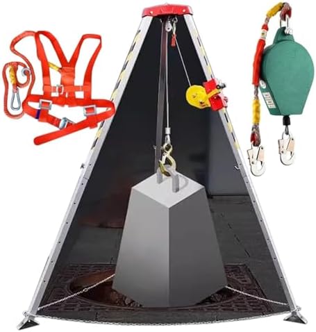 Fall Arrest Kits, Confined Space Rescue Tripod, 1200 1800 2600 Lbs Winch Heavy Duty Tripod Rescue System Equipment HoistSafety Fire Rescue Tools Derrick Crane, for Exploration Well
