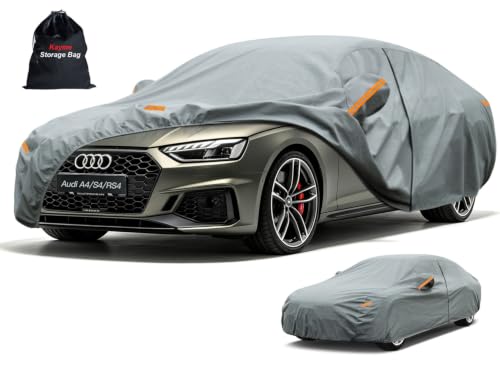 Image of Kayme Heavy Duty Car Cover Custom Fit Audi A4 /S4(1994-2025), Waterproof All Weather for Automobiles, Full Exterior Covers Sun Rain UV Protection.