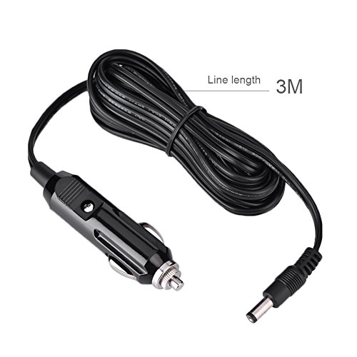 3 Meter/9.8 Feet 12V DC 5.5mmx2.1mm car Cigarette Lighter line for Automotive appliances Power Plug Cord Adapter Cable with LED Light Applicable to car Machine, Inflatable Pump, and car Refrigerator