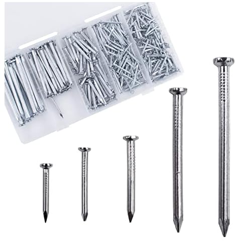 OMOTOOL Steel Nail Assortment Kit (280 pcs), Galvanized Concrete Wall Nails for Hanging Pictures and Woodworking, Suit for Drywall and Pine,5 Size Assortment Cover
