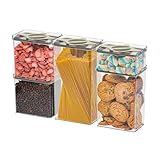 Prestoor 5-Pack SAN Pantry Storage Container Set, Leakproof Twist-Lock Lids, BPA-Free Stackable Canisters for Sugar, Flour, Pasta, Cereal & Snacks (0.8qt, 1.9qt ×2, 3qt, 4qt)
