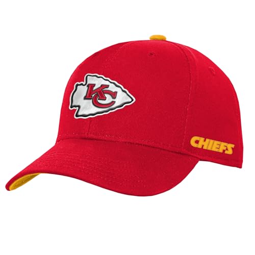 NFL Kids Youth 8-20 Official Primary Logo Wordmark Adjustable Snapback Hat Cap One Size (US Alpha One Size Kansas City Chiefs - Red)