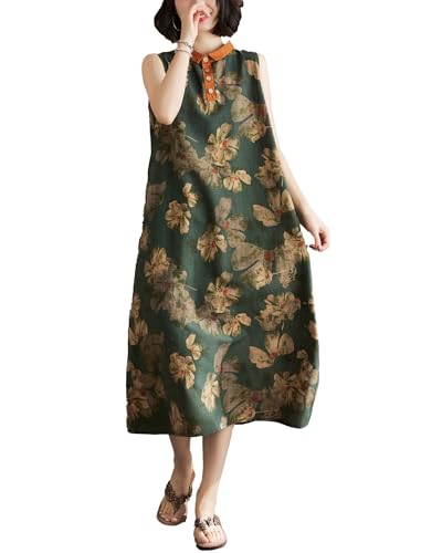Robe chemise sans manches à imprimé floral pour l'été GA2738
