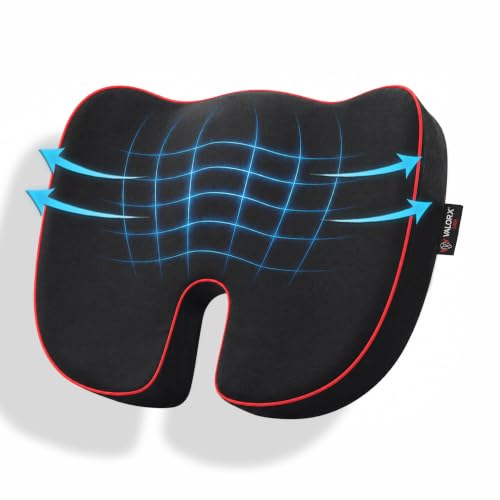 Image of Premium Memory Foam seat Cushion by ValorX USA for Chair Orthopedic Coccyx Cushion for Tailbone Pain, Hip Support Pillow Black