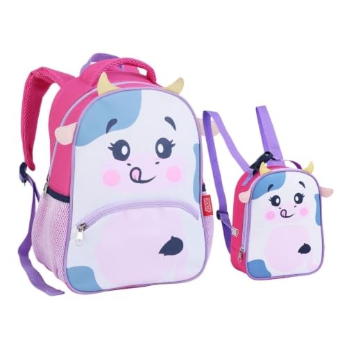 Kit Mochila Costas Lancheira Infantil ZOOP Creche (Rosa)