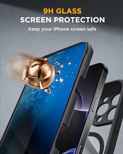 Image of miracase Privacy for iPhone 16 Pro Max Case, 25 Anti-Spy, Black | Built-in Privacy Screen Protector, Compatible with MagSafe, Full Camera Protection, 360 Full Body Shockproof Phone Case 6.9 inch