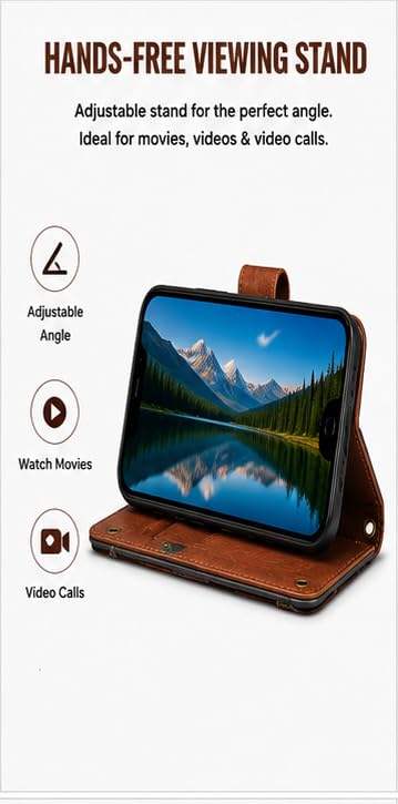 Image of HushLush Premium Flip Cover Compatible for Redmi A7 Pro | Shockproof Wallet Style Protective Case with Card Slots, Magnetic Closure, Stand Function & Full Body Protection (Dual Tone Metallic) (Brown)