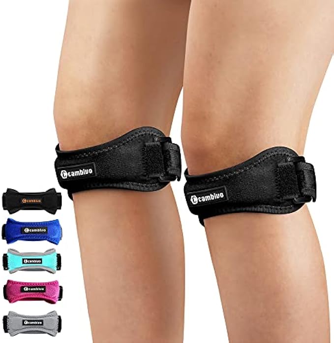 CAMBIVO 2 Pack Patella Knee Strap, Adjustable Knee Brace Patellar Tendon Stabilizer Support Band for Knee Pain Relief, Jumpers Knee, Tendonitis, Basketball, Running, Hiking, Volleyball, Tennis, Squats