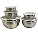 Price comparison product image Dashkart Mixing Bowls Set - 5-Piece, Easy-Grip, Stainless Steel Mixing Bowls for Baking, Cooking, Salad & Food Prep - Large, Medium and Small Metal Nesting Bowls with Lids