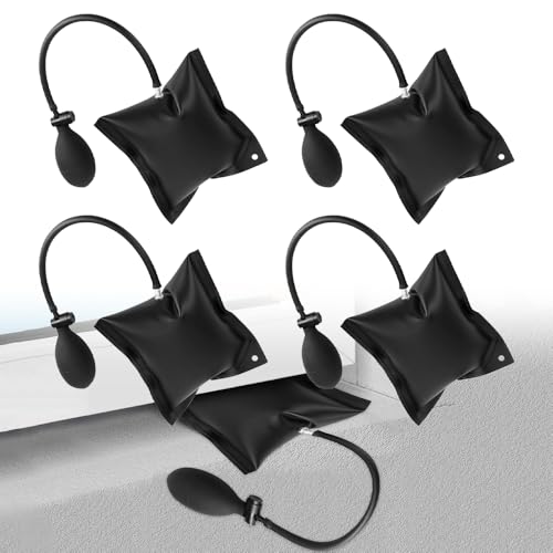 mizikuu 4 Stück Montagekissen, Luftkissenheber Fenstermontage Air Wedge Pump bis 200kg Montagekissen Luftkissen Hebekissen die Türfensterinstallation und Auto-Reparatur, Schwarz