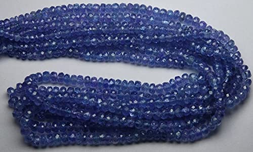 Tanzanite micro faceted rondells en fil de 14 pouces pour bijoux de luxe