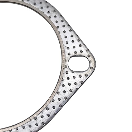Image of 3.5 Inch Exhaust Gasket 3-Bolt 89mm Flange High Temperature Graphite w /Fire Ring Replacement 2 Pcs