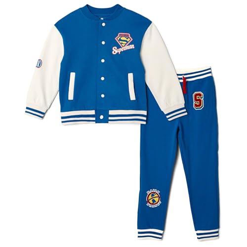 Image of DC Comics Justice League Fleece Varsity Bomber Jacket and Jogger Pants Outfit Set Toddler to Big Kid Sizes (2T - 14-16)
