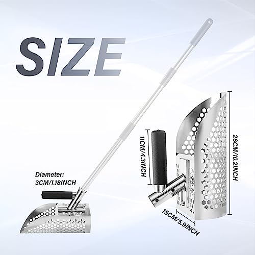 GADFISH Sand Scoop for Metal Detecting, Heavy Duty Stainless Steel Beach Finds Scoop, Fast Sifting Shovel