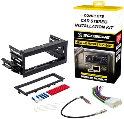 Scosche GM9505CS Complete Single DIN Stereo Installation Kit for Select Non-Amplified 1995-05 GM Full Size Trucks and SUV's - No Steering Wheel Remote - See Fit Guide in Images to Verify Your Vehicle
